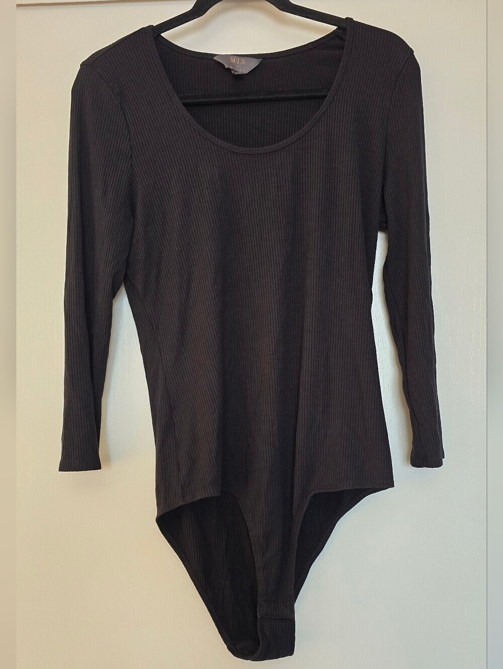 Mix By 41Hawthorn - (Plus-Size) Black Long-Sleeved Ribbed Bodysuit